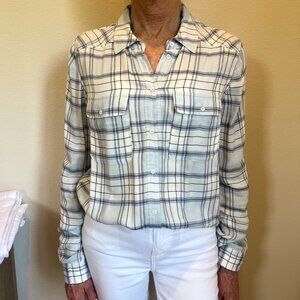 Paige light blue plaid button down